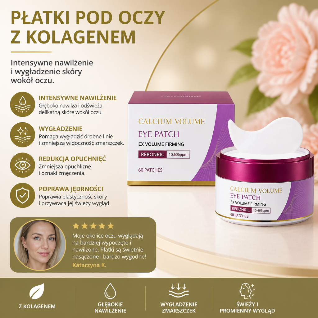 Hydrożelowe Płatki pod Oczy z Kolagenem – Nawilżająca Pielęgnacja dla Gładszego Wyglądu Okolic Oczu