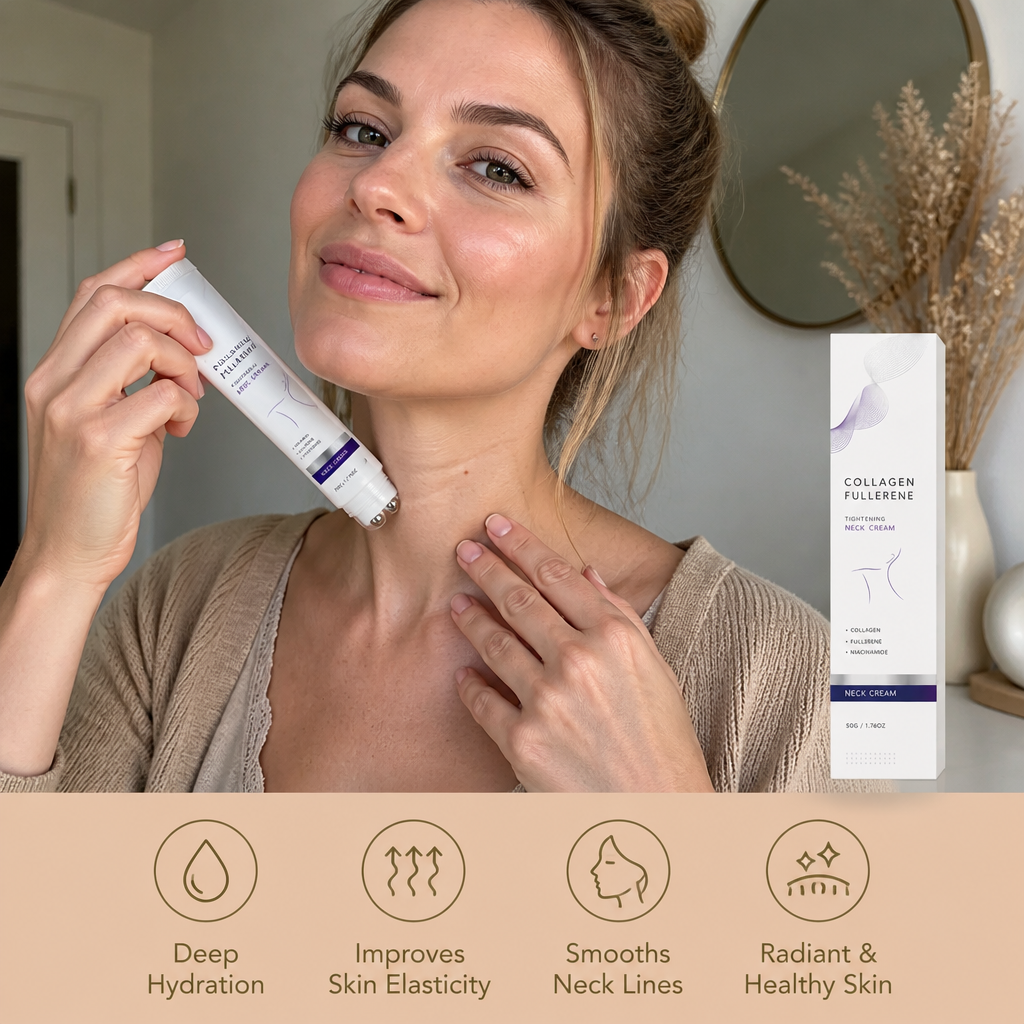 Kolagenowe serum do szyi z aplikatorem rolkowym – nawilżająca formuła dla gładszej skóry szyi