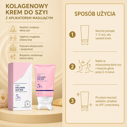 Kolagenowy krem do szyi z aplikatorem masującym – nawilża i wygładza skórę szyi