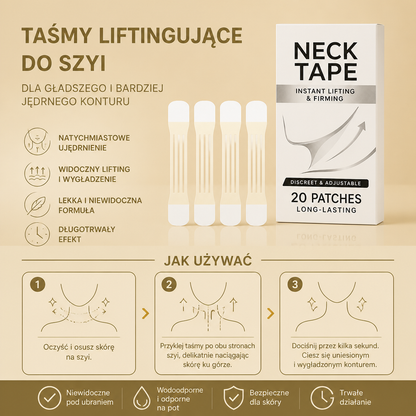 Niewidoczne taśmy liftingujące do szyi – ujędrniające paski samoprzylepne dla gładszego konturu szyi