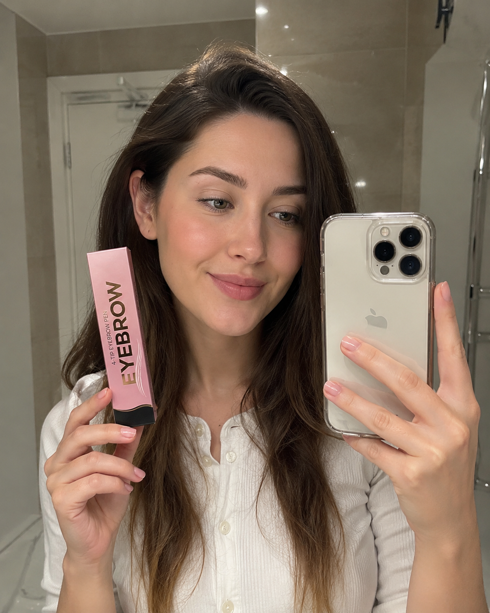 Customer wearing Polska Uroda 4-tip waterproof eyebrow pen
