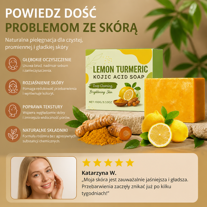 Cytrynowa Kostka Oczyszczająca z Kurkumą i Kwasem Kojowym dla Jaśniejszej, Gładszej Skóry