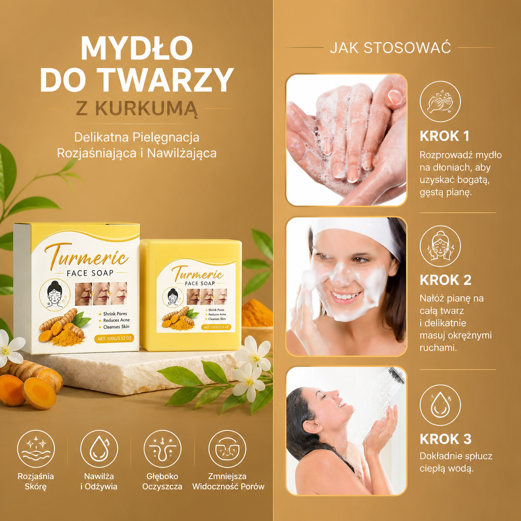 Mydło do Twarzy z Kurkumą – Delikatna Pielęgnacja Rozjaśniająca i Nawilżająca