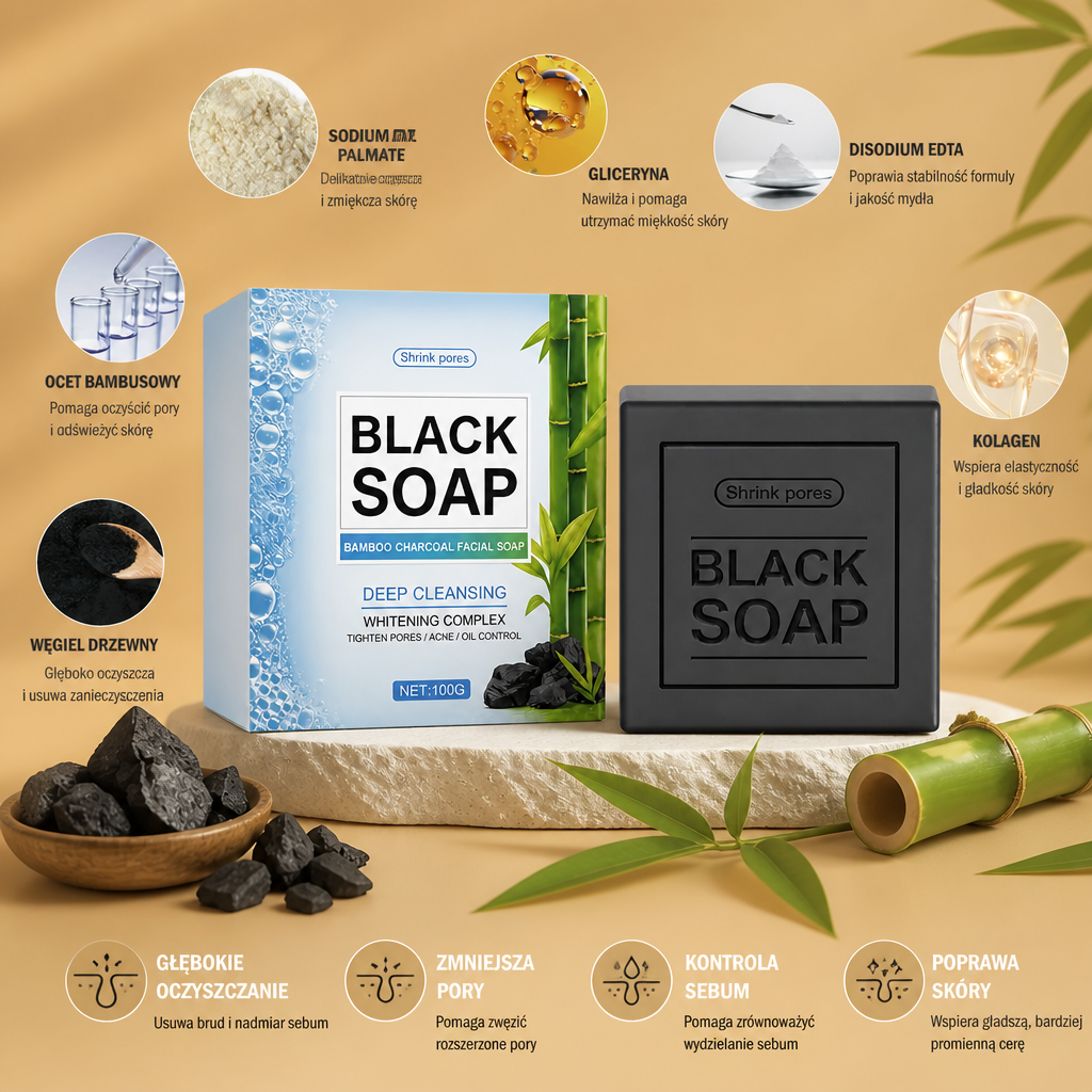 Węglowa Kostka Oczyszczająca z Kolagenem – Głęboko Oczyszczająca Formuła dla Świeżej i Zrównoważonej Skóry