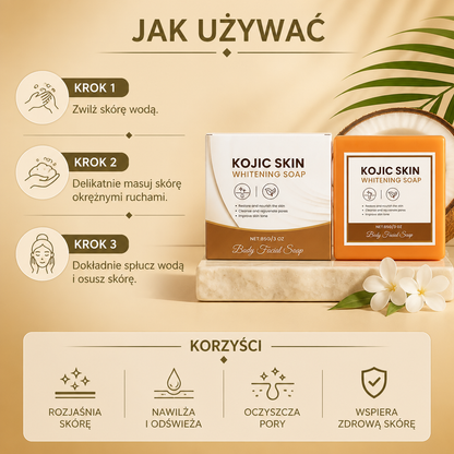Kostka Myjąca z Kwasem Kojowym dla Rozjaśnienia Skóry – Gładka, Promienna Twarz i Ciało