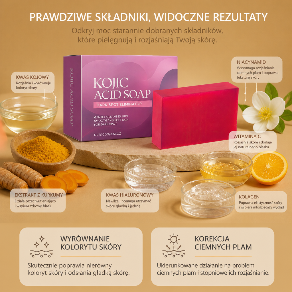 Mydło Oczyszczające z Kwasem Kojowym dla Rozjaśnienia Skóry – Gładka i Równomiernie Wyglądająca Cera