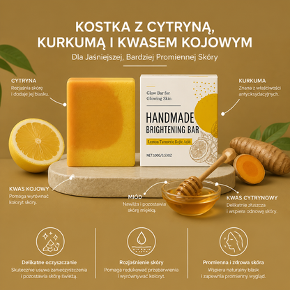 Kostka z Cytryną, Kurkumą i Kwasem Kojowym – Dla Jaśniejszej, Bardziej Promiennej Skóry