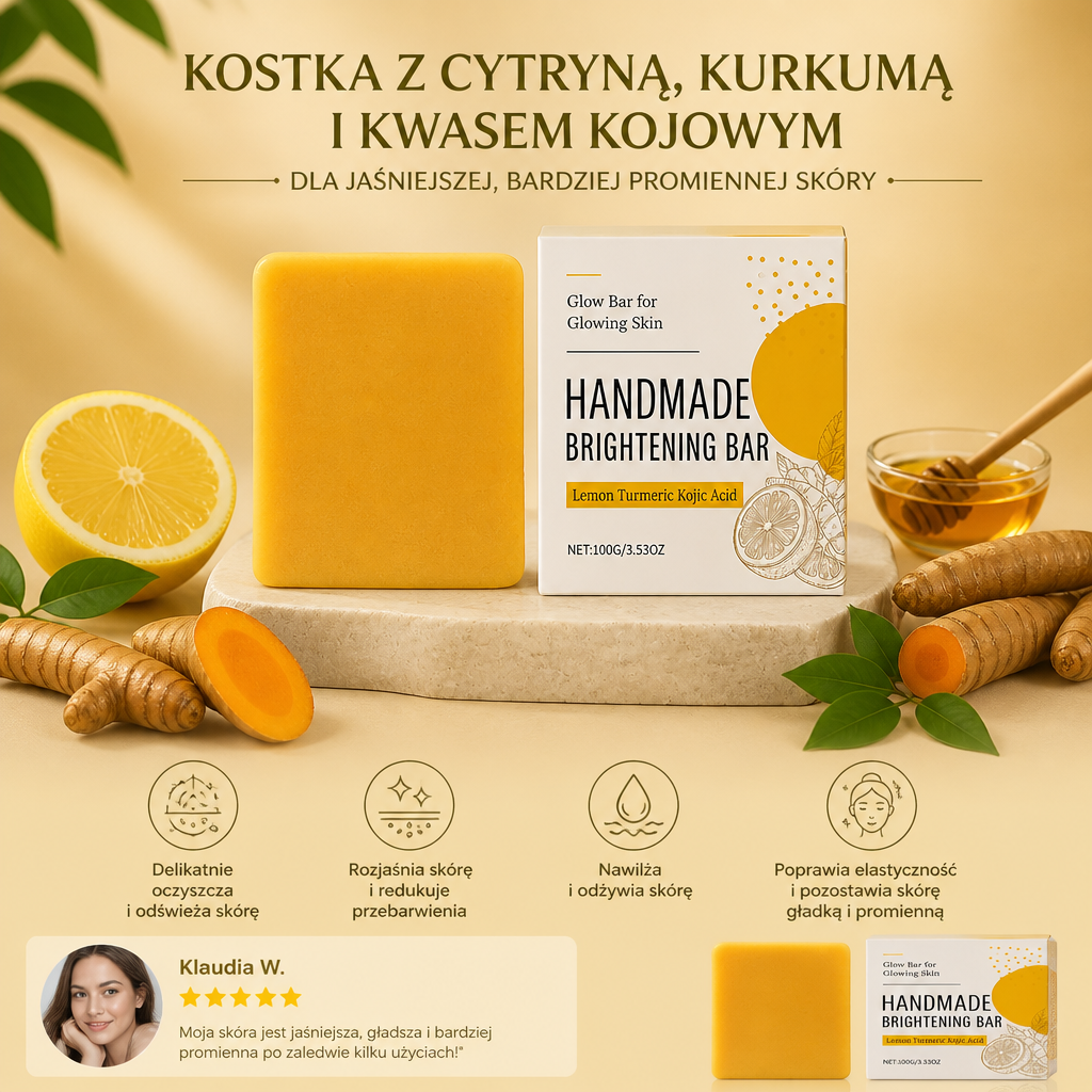 Kostka z Cytryną, Kurkumą i Kwasem Kojowym – Dla Jaśniejszej, Bardziej Promiennej Skóry
