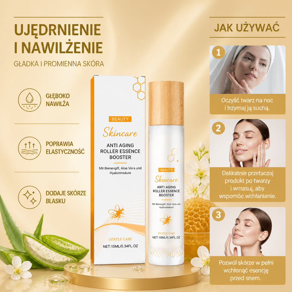 Roller Essence z Jadem Pszczelim – Ujędrniające Nawilżenie dla Gładkiej i Promiennej Skóry