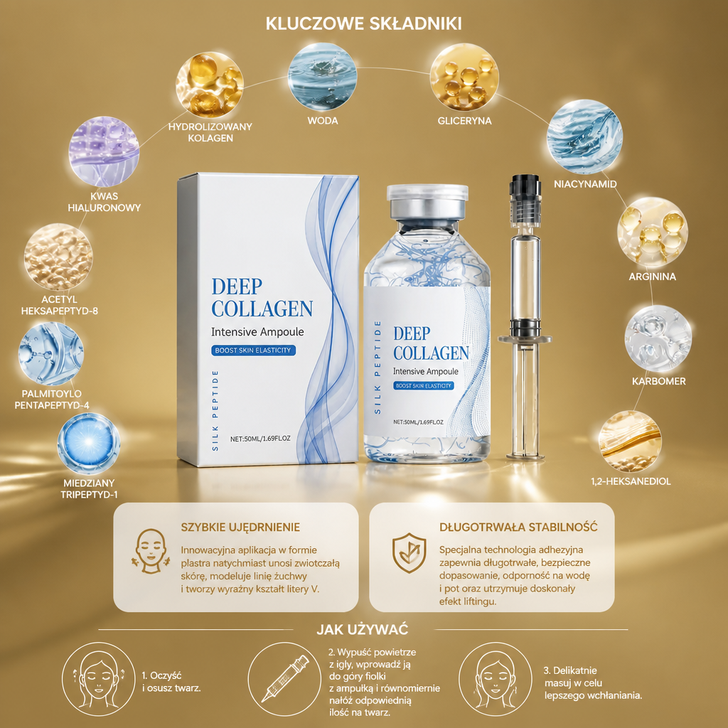 Głęboka Ampułka z Peptydami Kolagenu – Intensywne Serum Ujędrniające dla Elastyczności Skóry