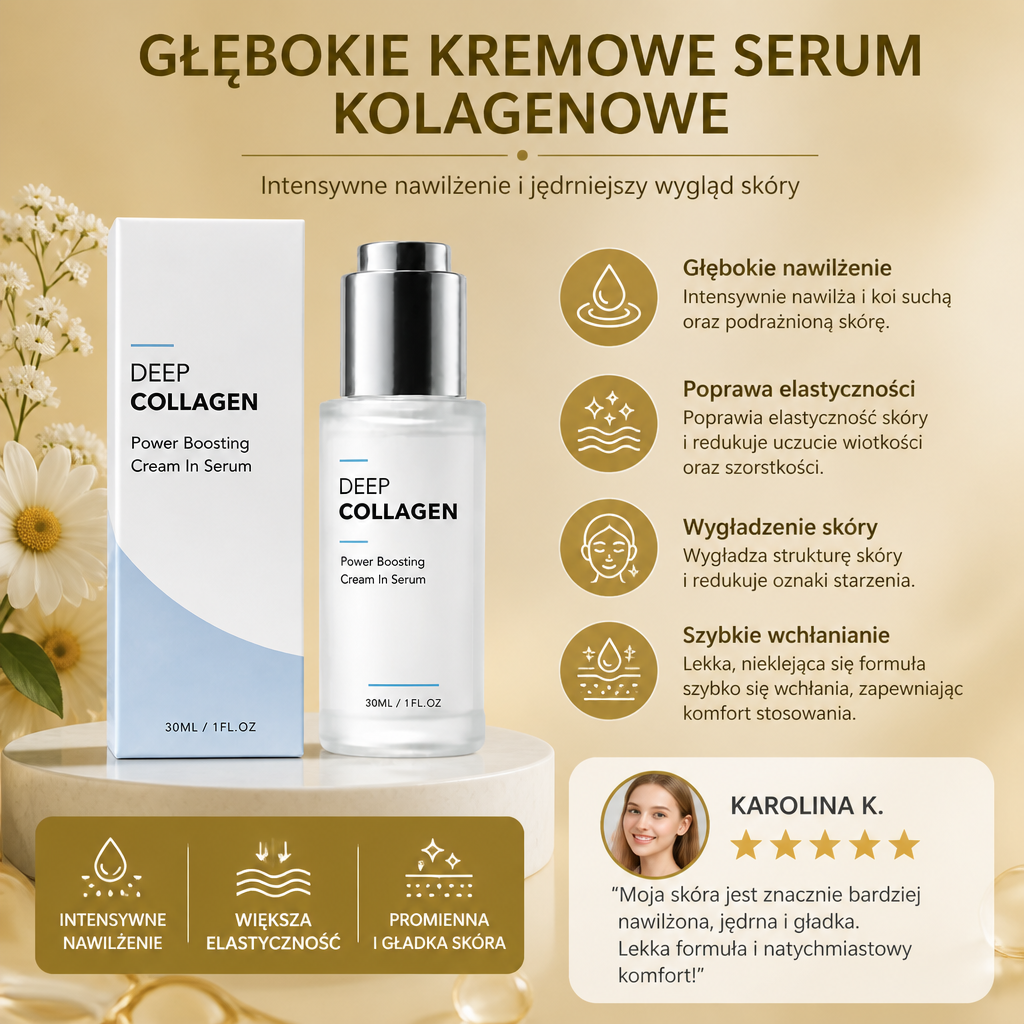 Głębokie Kremowe Serum Kolagenowe – Intensywne Nawilżenie i Jędrniejszy Wygląd Skóry