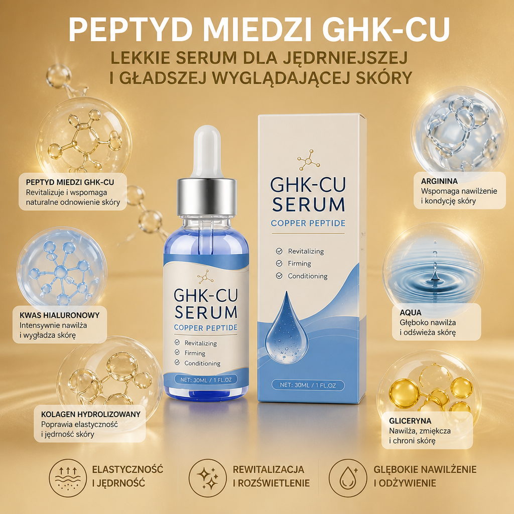 Peptyd Miedzi GHK-Cu – Lekkie Serum dla Jędrniejszej i Gładszej Wyglądającej Skóry