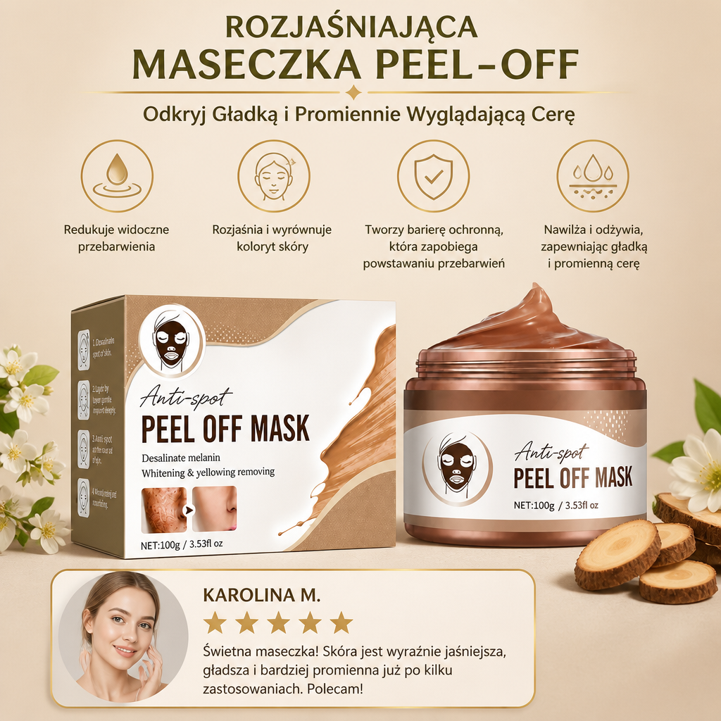 Rozjaśniająca Maseczka Peel-Off – Odkryj Gładką i Promiennie Wyglądającą Cerę