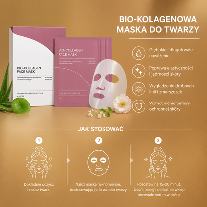 Bio-Kolagenowa Maska do Twarzy – Głębokie Nawilżenie dla Gładkiej i Jędrnie Wyglądającej Skóry