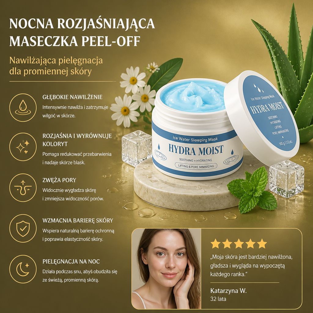 Chłodząca Nocna Maseczka do Spania – Głębokie Nawilżenie dla Świeżej i Promiennej Skóry