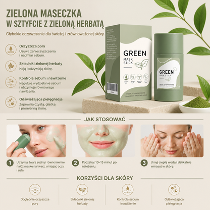 Zielona Maseczka w Sztyfcie z Zieloną Herbatą – Głębokie Oczyszczanie dla Świeżej i Zrównoważonej Skóry