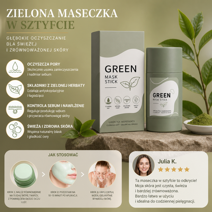 Zielona Maseczka w Sztyfcie z Zieloną Herbatą – Głębokie Oczyszczanie dla Świeżej i Zrównoważonej Skóry