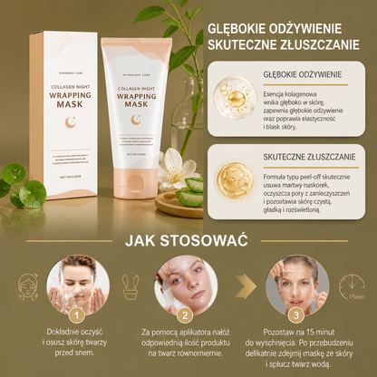 Kolagenowa Nocna Maseczka Peel-Off – Nocne Nawilżenie i Gładsza Skóra