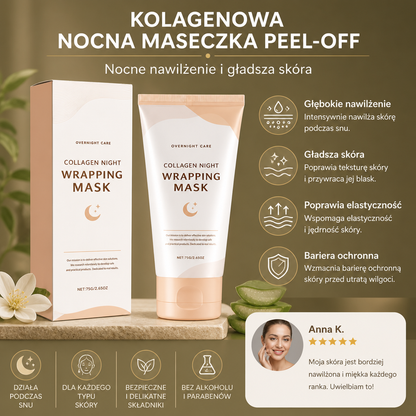 Kolagenowa Nocna Maseczka Peel-Off – Nocne Nawilżenie i Gładsza Skóra
