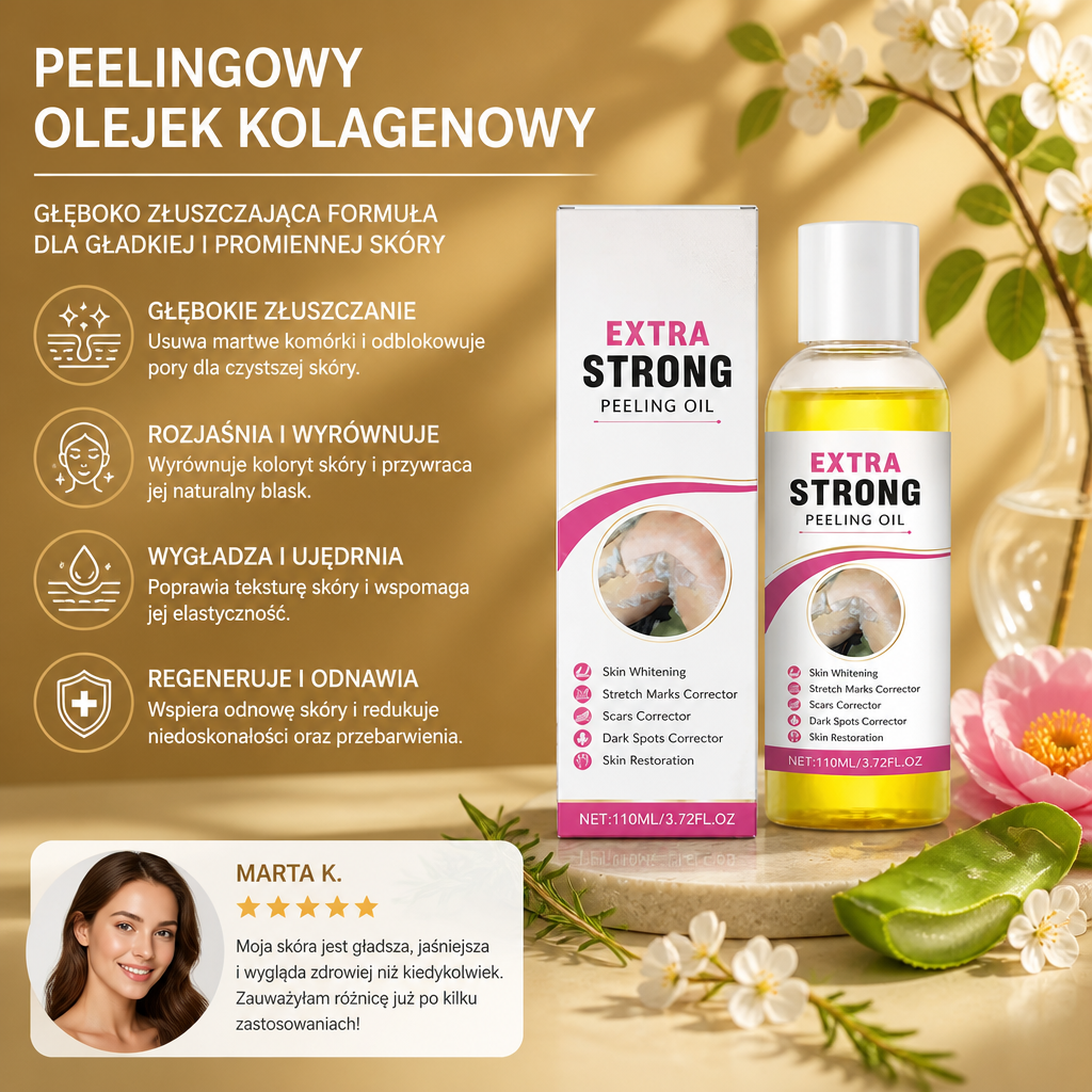 Peelingowy Olejek Kolagenowy – Głęboko Złuszczająca Formuła dla Gładkiej i Promiennej Skóry