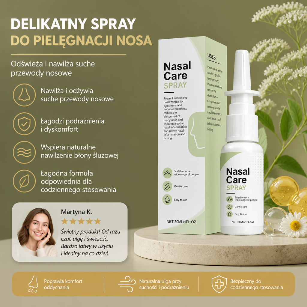 Delikatny Spray do Pielęgnacji Nosa – Odświeża i Nawilża Suche Przewody Nosowe