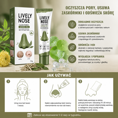 Zielona Herbata Peel-Off Maska na Nos – Oczyszczająca Pielęgnacja dla Czystszych Wyglądających Porów