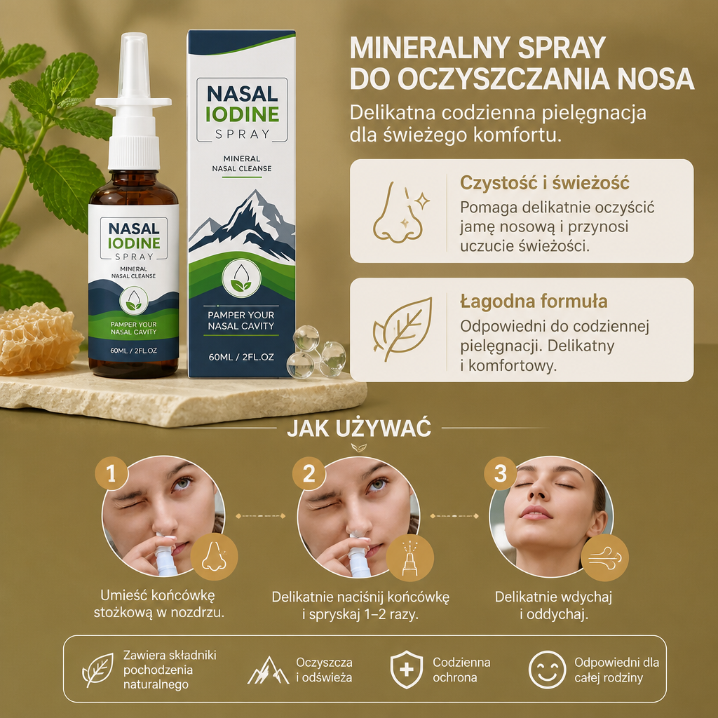 Mineralny Spray do Oczyszczania Nosa – Delikatna Codzienna Pielęgnacja dla Świeżego Komfortu