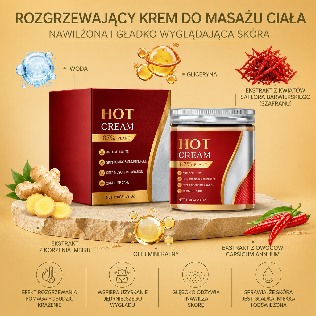 Rozgrzewający Krem do Masażu Ciała – Nawilżona i Gładko Wyglądająca Skóra