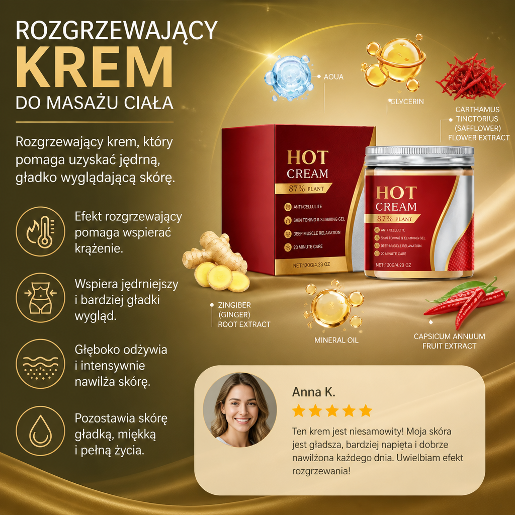 Rozgrzewający Krem do Masażu Ciała – Nawilżona i Gładko Wyglądająca Skóra