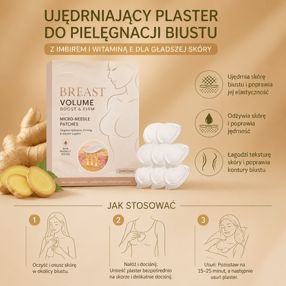 Ujędrniający Plaster do Pielęgnacji Biustu z Imbirem i Witaminą E dla Gładszej Skóry