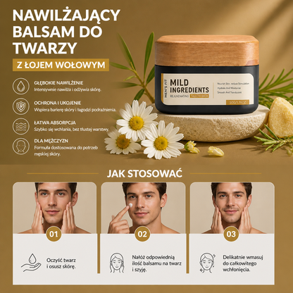 Męski Nawilżający Balsam do Twarzy z Łojem Wołowym – Odżywcza Codzienna Pielęgnacja Skóry