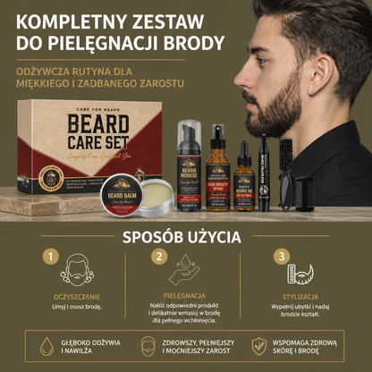 Kompletny Zestaw do Pielęgnacji Brody – Odżywcza Rutyna dla Miękkiego i Zadbnego Zarostu