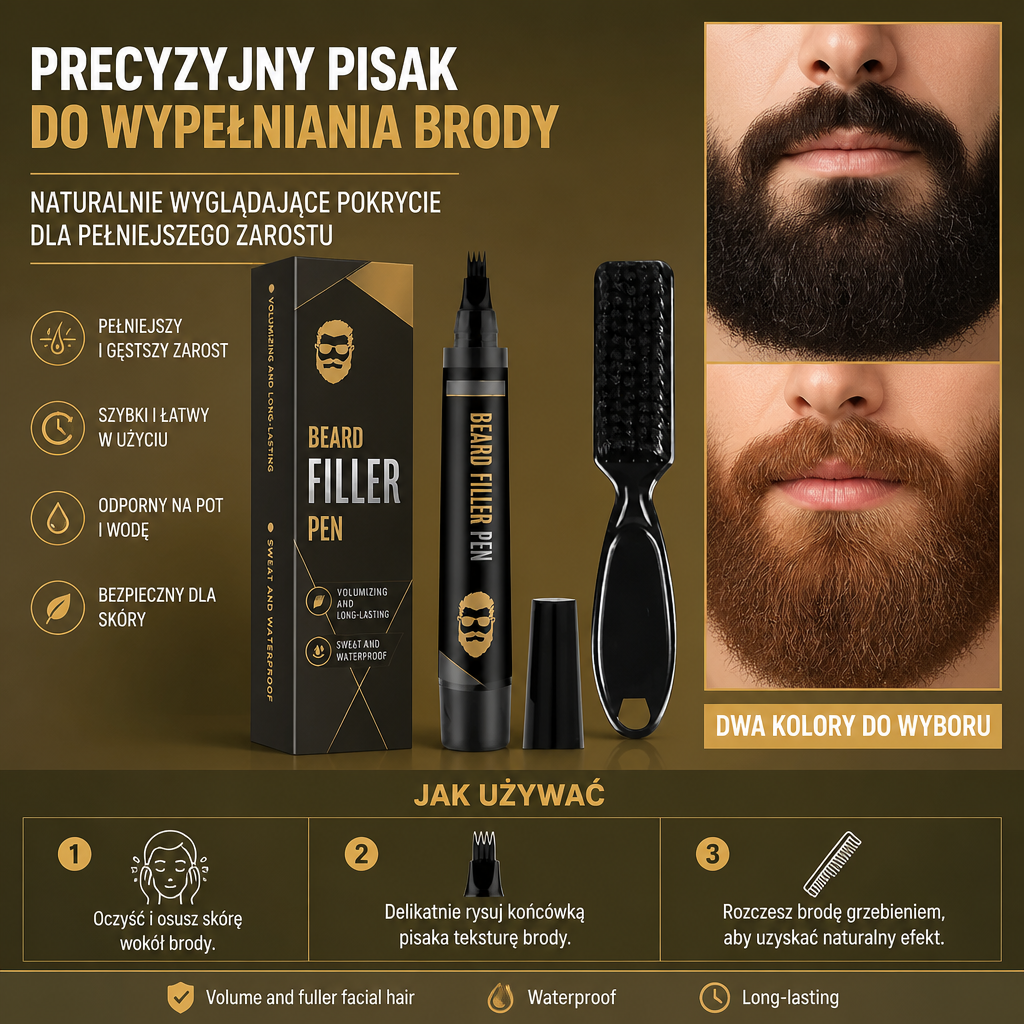 Precyzyjny Pisak do Wypełniania Brody – Naturalnie Wyglądające Pokrycie dla Pełniejszego Zarostu
