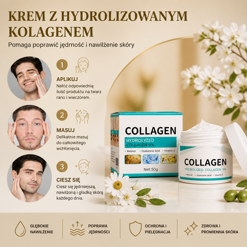 Krem z Hydrolizowanym Kolagenem – Pomaga Poprawić Jędrność i Nawilżenie Skóry
