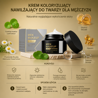 Męski Koloryzujący Krem Nawilżający do Twarzy – Naturalnie Wyglądające Wykończenie Skóry