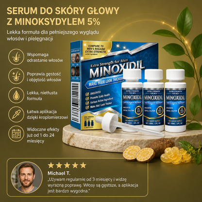 Serum do Skóry Głowy z Minoksydylem 5% – Lekka Formuła dla Pełniejszego Wyglądu Włosów i Pielęgnacji