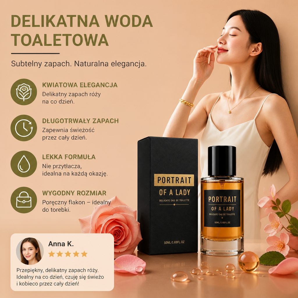 Delikatna Woda Toaletowa z Różą – Subtelny Kwiatowy Zapach dla Codziennej Elegancji