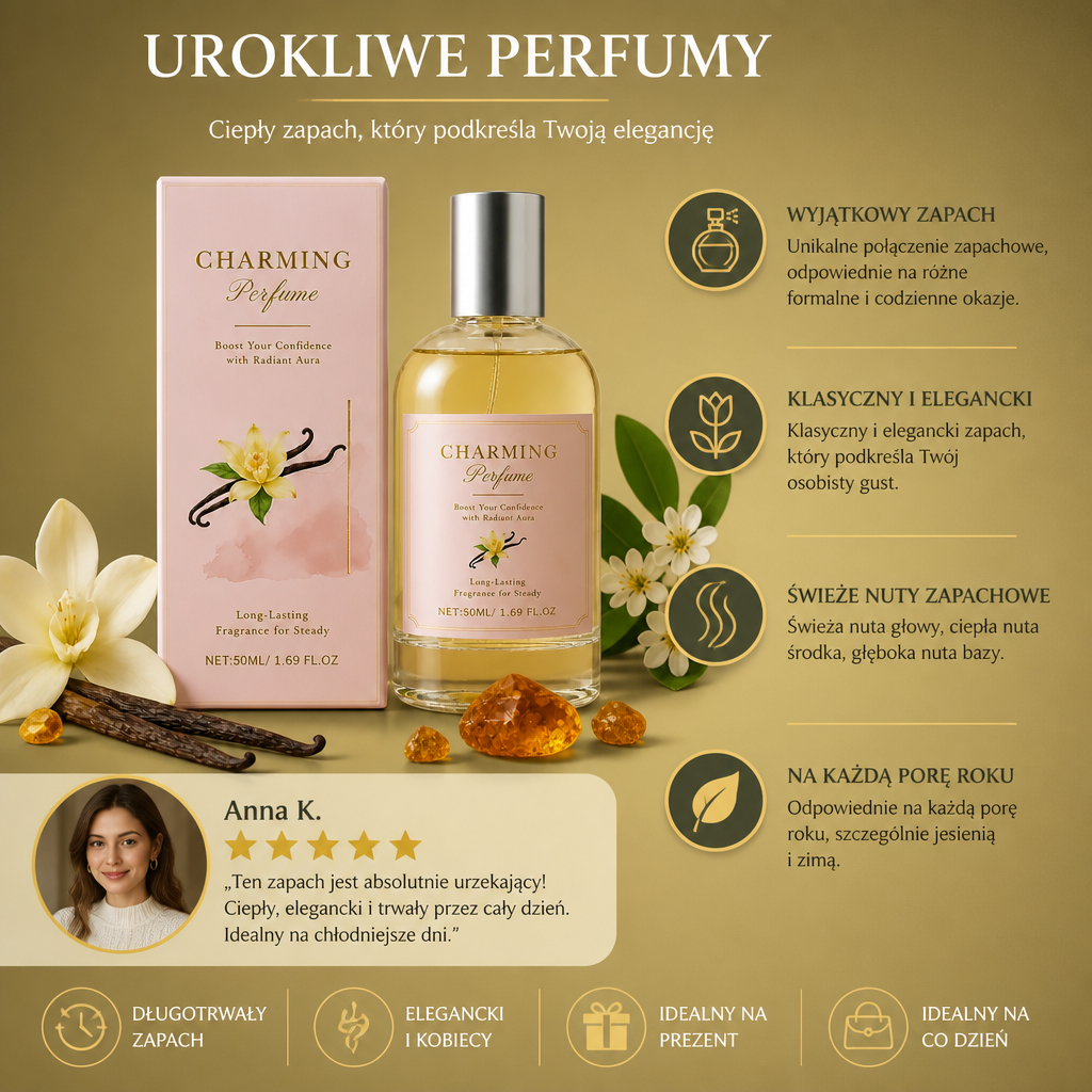Eleganckie Perfumy Waniliowo-Bursztynowe – Ciepły Zapach dla Codziennej Wyrafinowanej Elegancji