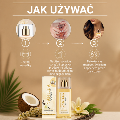 Waniliowo-Kokosowa Mgiełka Perfumowana do Włosów i Ciała – Delikatny Zapach dla Codziennej Elegancji