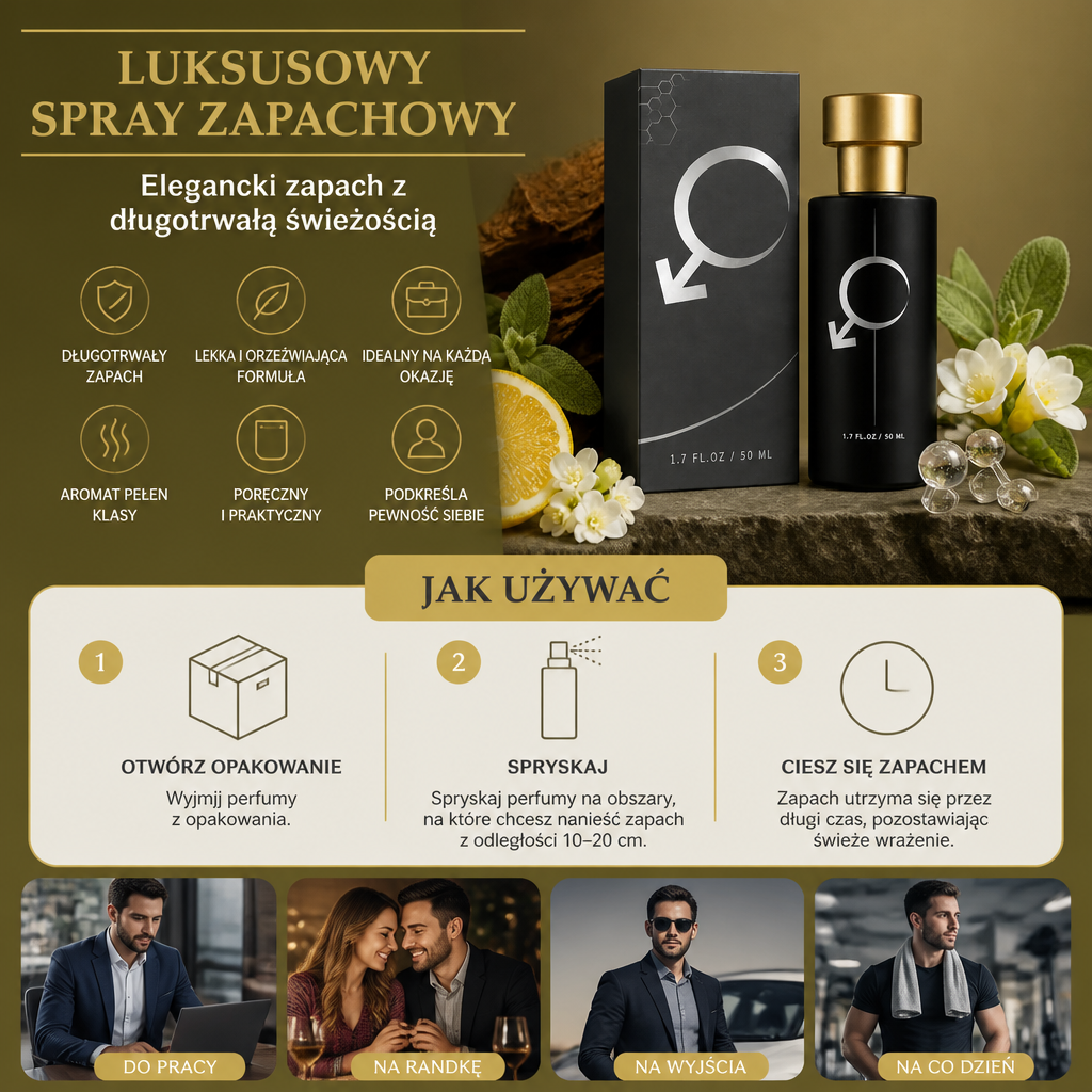 Luksusowy Spray Zapachowy – Elegancki Zapach z Długotrwałą Świeżością