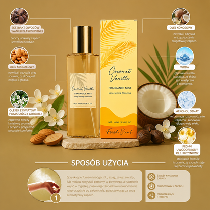 Waniliowo-Kokosowa Mgiełka Zapachowa – Świeży Kwiatowy Zapach z Długotrwałym Aromatem