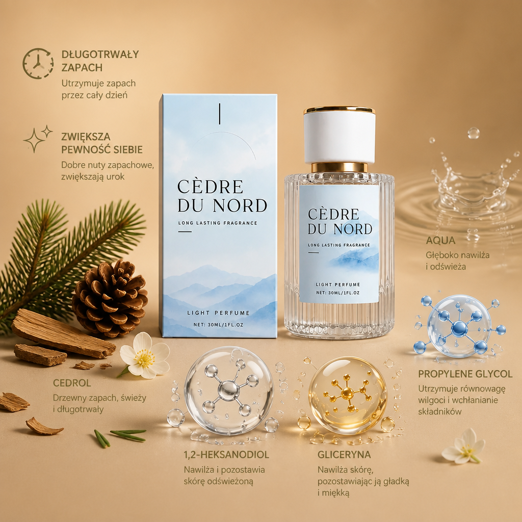 Mgiełka Perfumowana z Cedrolem – Długotrwały Świeży Zapach z Eleganckim Aromatem