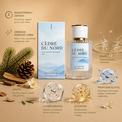 Mgiełka Perfumowana z Cedrolem – Długotrwały Świeży Zapach z Eleganckim Aromatem