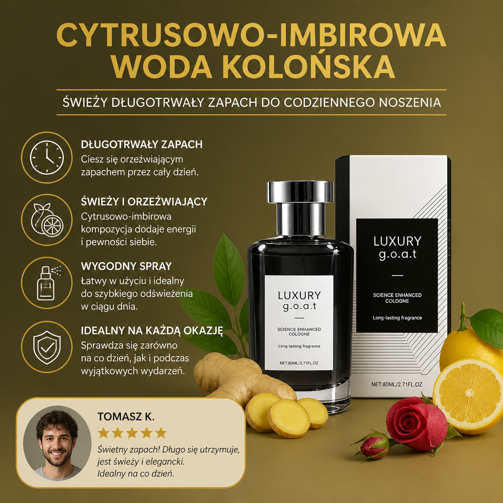 Cytrusowo-Imbirowa Woda Kolońska – Świeży Długotrwały Zapach do Codziennego Noszenia