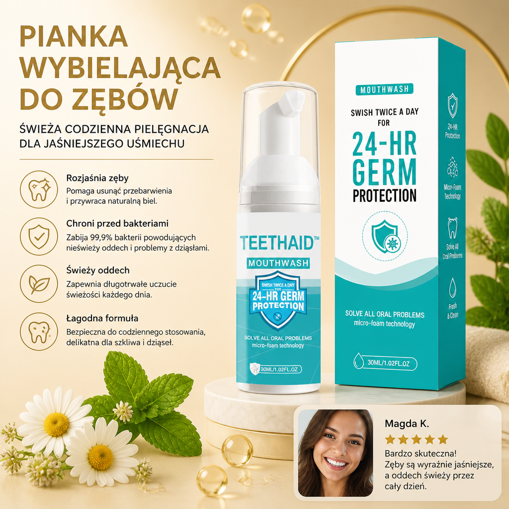 Pianka Wybielająca do Zębów – Świeża Codzienna Pielęgnacja dla Jaśniejszego Uśmiechu