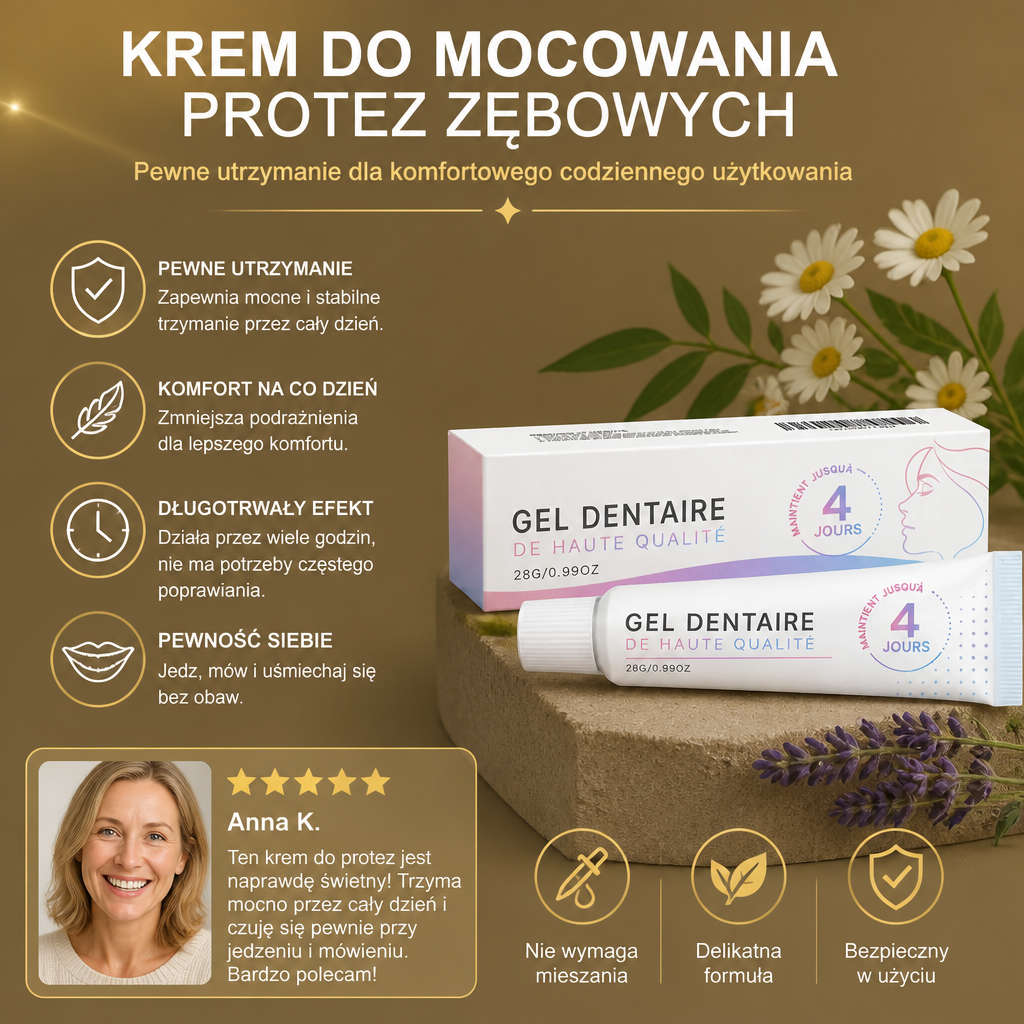 Krem do Mocowania Protez Zębowych – Pewne Utrzymanie dla Komfortowego Codziennego Użytkowania