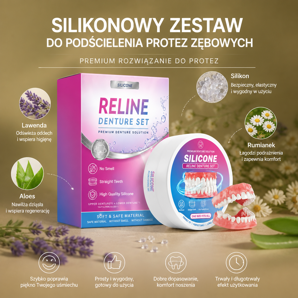 Silikonowy Zestaw do Podścielenia Protez Zębowych – Komfortowe Indywidualne Dopasowanie Protez