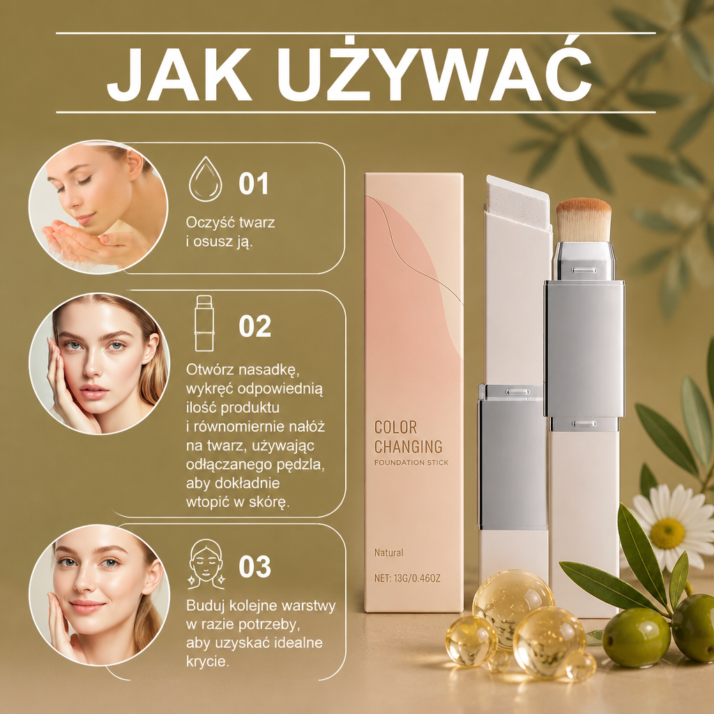 Sztyft Podkładu Dopasowujący Się Do Koloru Skóry – Gładka Baza Makijażu Z Naturalnym Wykończeniem