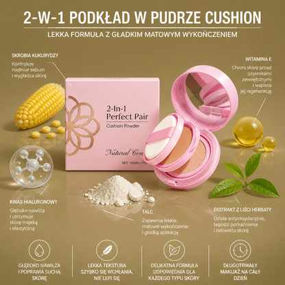2-W-1 Podkład W Pudrze Cushion – Lekka Formuła Z Gładkim Matowym Wykończeniem