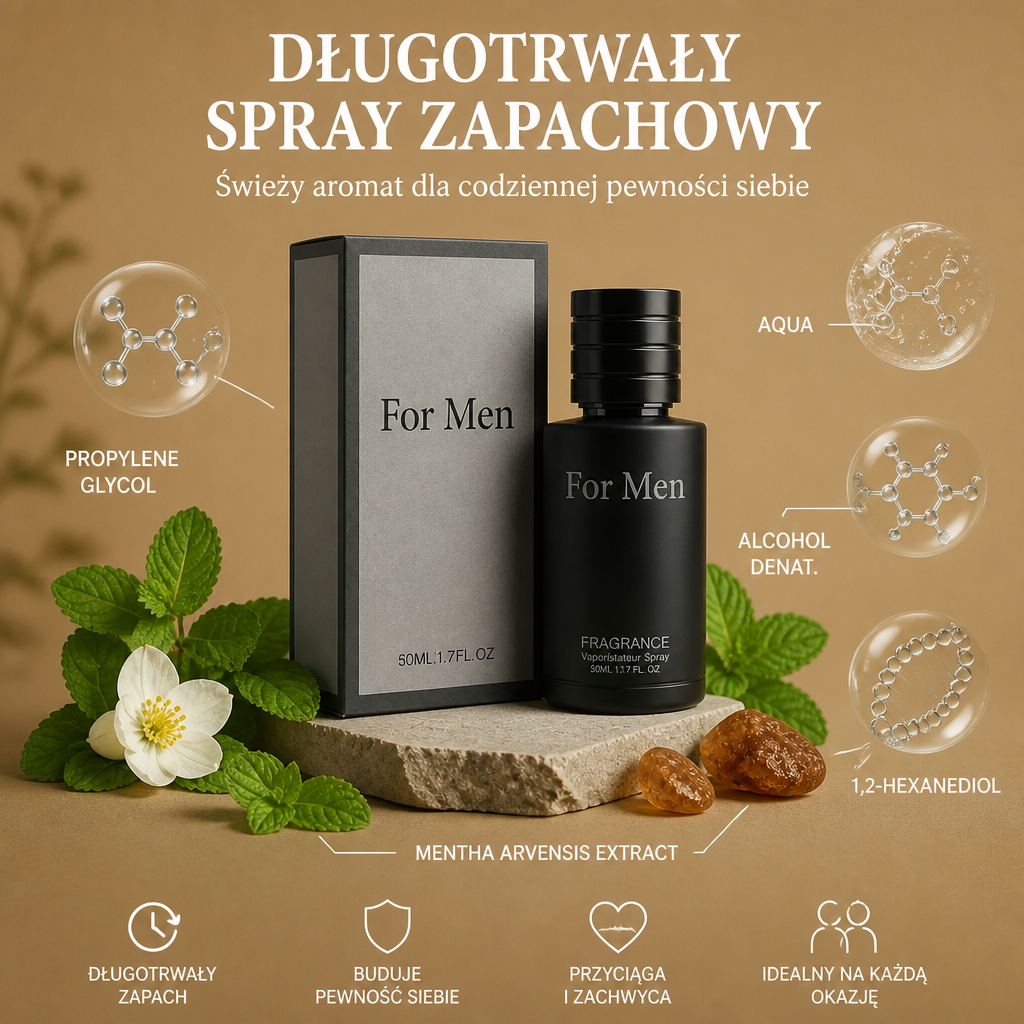 Męski Długotrwały Spray Zapachowy – Świeży Aromat Dla Codziennej Pewności Siebie